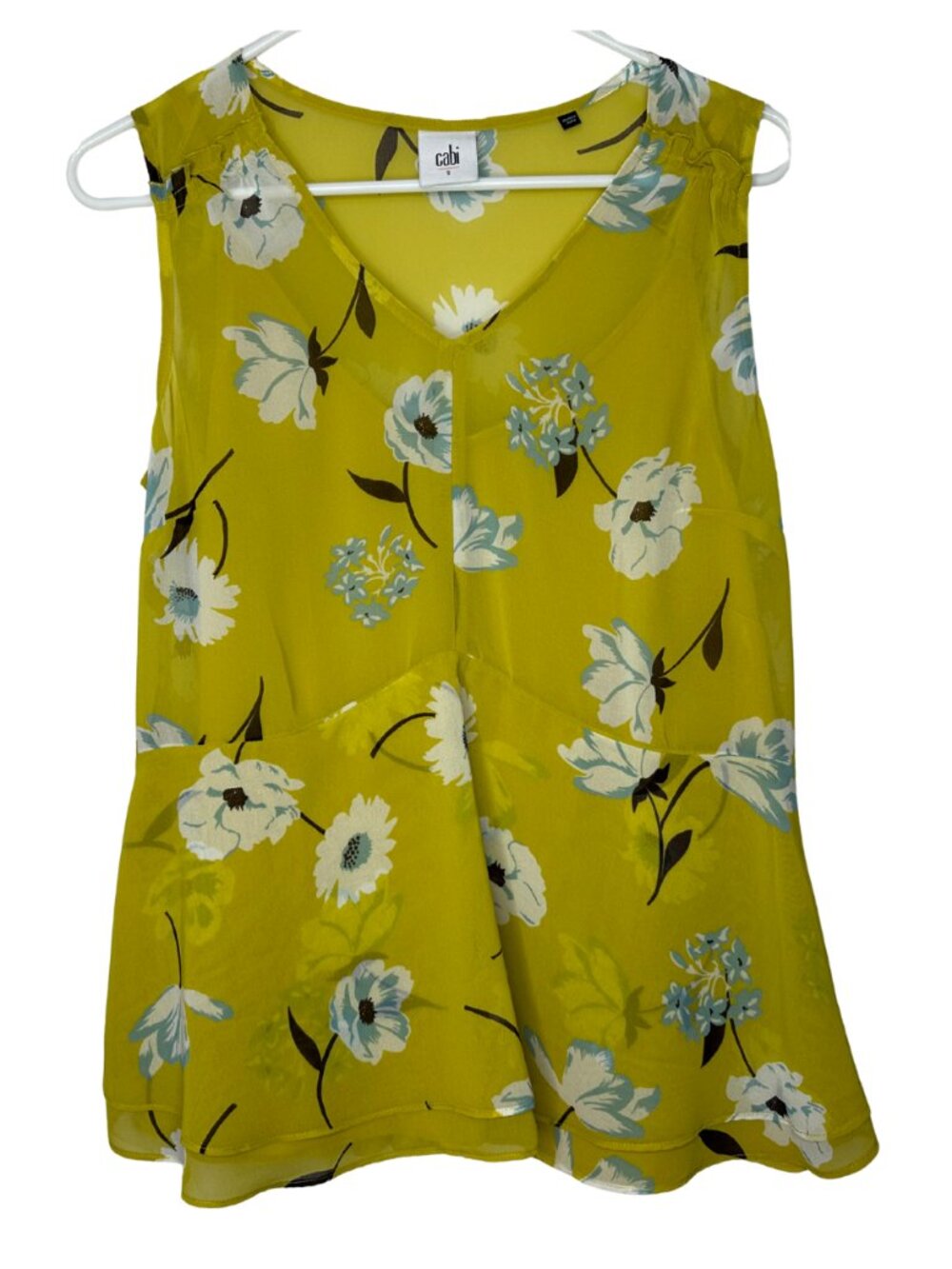 Cabi Simone Dazzle 3782 Cami Lined Floral Print Peplum Tank Top Size Small